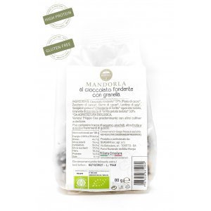 Mandorla al fondente con granella - Busta gr. 80