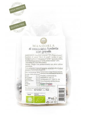 Mandorla al fondente con granella - Busta gr. 80