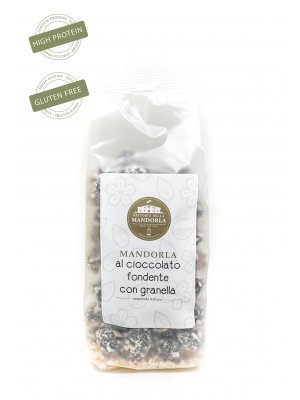 Mandorle di Toritto al Cioccolato Fondente con granella - Busta 200g