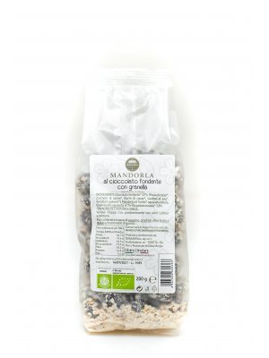Mandorle di Toritto al Cioccolato Fondente con granella - Busta 200g