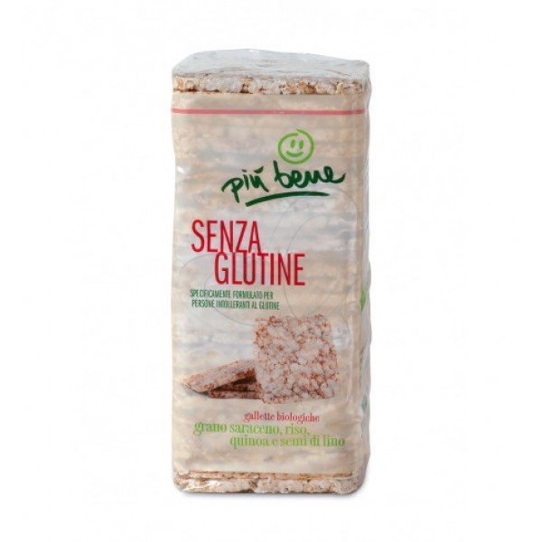 Gallette quadrate saraceno riso quinoa con semi di lino senza glutine Più Bene 130g