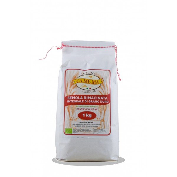 Semola Rimacinata di Grano Duro Integrale Bio 1kg Molino CaMeMa