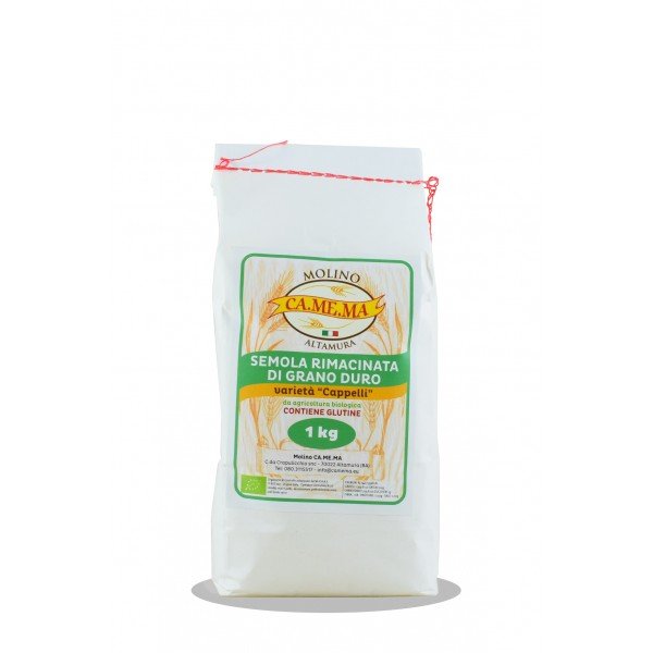 Semola Rimacinata di Grano Duro Cappelli Bio 1kg Molino CaMeMa