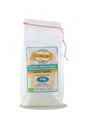 Semola Rimacinata Integrale di Grano Duro Cappelli Bio 1kg Molino CaMeMa