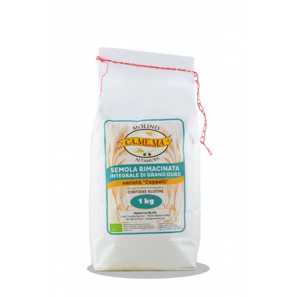 Semola Rimacinata Integrale di Grano Duro Cappelli Bio 1kg Molino CaMeMa